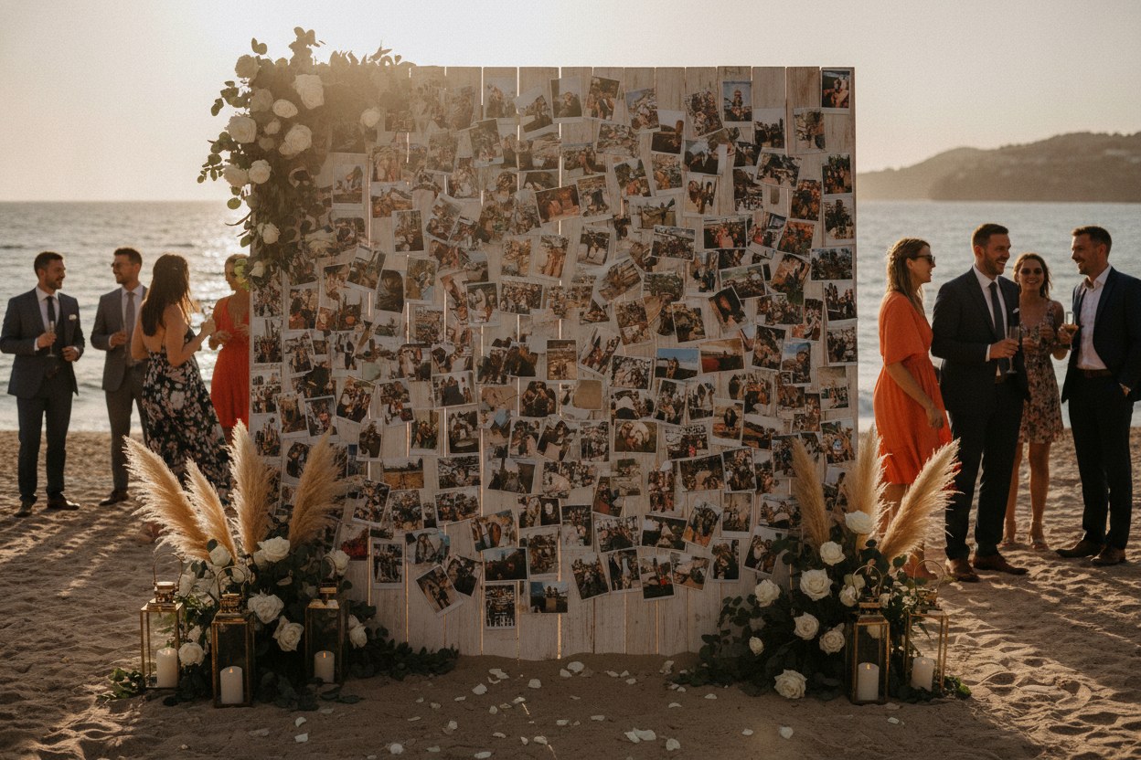Kıyı düğününde kurulan büyük foto-pano